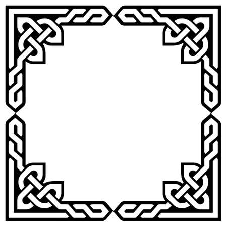 Celtic frame or border vector greeting card design, Irish braided square pattern with decorative cornersのイラスト素材