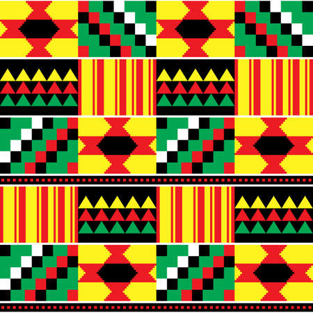 Tribal Kente mud cloth style vector seamless textile pattern, African traditional geometric nwentoma...