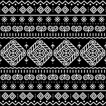 Slovak folk art vector seamless pattern with ethnic, tribal geometric shapes - inspired by traditional painted art from village Cicmany in Zilina region, Slovakiaのイラスト素材