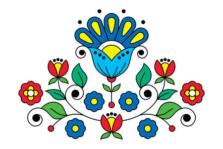 Scandinavian spring folk art vector design inspired by traditional embroidery patterns from Sweden,...