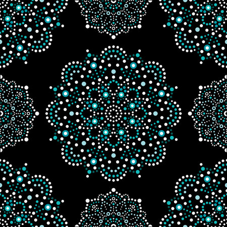 Aboriginal dot painting mandala seamless vector pattern, Australian folk art designのイラスト素材
