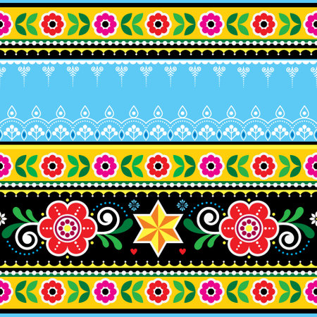 Pakistani and Indian template vector greeting card or seamless pattern empty space for text, Diwali vibrant floral decorationのイラスト素材