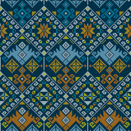 Yakan weaving inspired vector seamless geometric pattern - Filipino traditonal wallpaper, textile or...