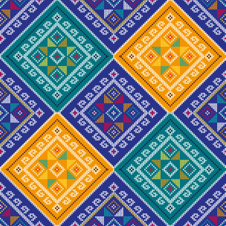 Filipino traditional vector pattern folk art - Yakan weaving style inspired vector design, geometric...