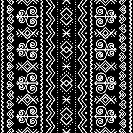 Slovak tribal folk art vector seamless geometric pattern with geometric motif- vertical deisgn inspired by traditional painted art from village Cicmany in Zilina region, Slovakiaのイラスト素材
