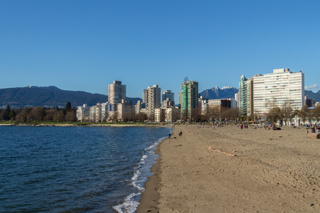 Ocean beach and downtown viewの写真素材