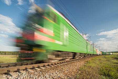 freight train in motionの写真素材