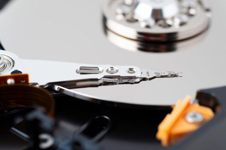 part of hard disk close-up