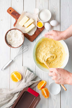 Raisin pie making process with ingredients, flat lay