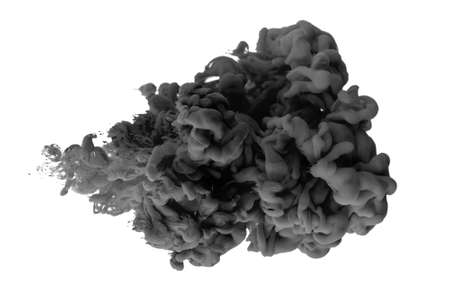 acrylic ink in water form an abstract smoke pattern isolated on white backgroundの写真素材
