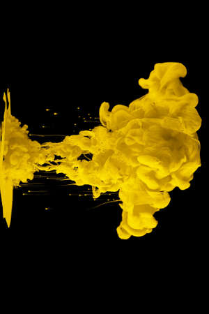 acrylic ink in water form an abstract smoke pattern isolated on black backgroundの写真素材