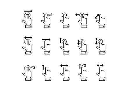 Set of icons depicting ways of touch screen operationのイラスト素材
