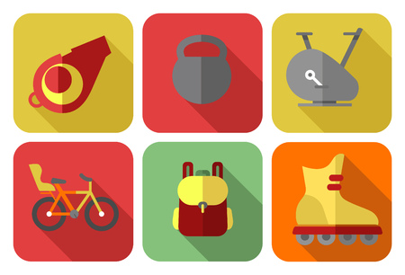 Set of icons depicting sport and fitness equipmentのイラスト素材