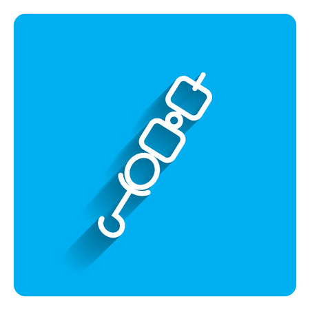 Icon of shish kebab on skewer on bright blue backgroundのイラスト素材