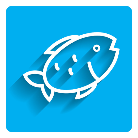 Icon of fish on bright blue backgroundのイラスト素材