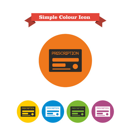 Set of icons with prescription, with text on red ribbonのイラスト素材