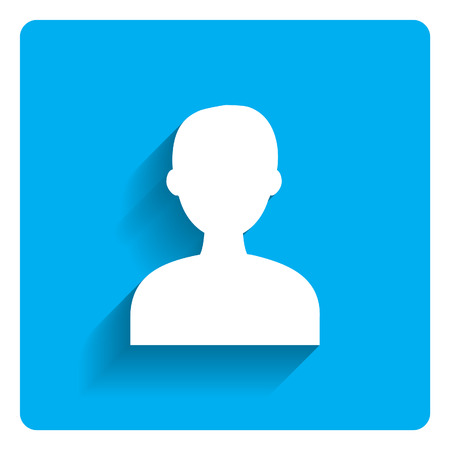 Icon of mans head silhouette on bright blue backgroundのイラスト素材