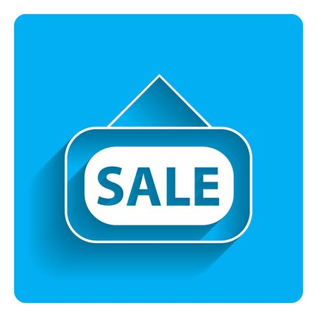 Vector icon of sale door sign on bright blue backgroundのイラスト素材