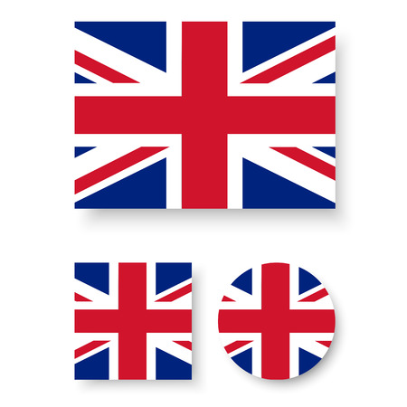 Set of vector icons with United Kingdom flagのイラスト素材
