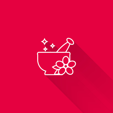 Icon of mortar and pestle with flowerのイラスト素材