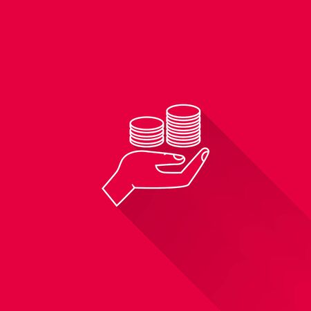 Icon of human palm holding stacks of coinsのイラスト素材