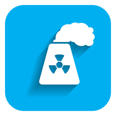 Icon of atomic power station with radiation sign on pipeのイラスト素材