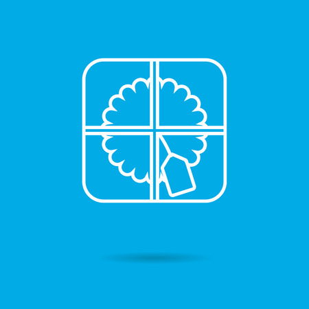 Icon of gift box with ribbon, bow and tag, top viewのイラスト素材