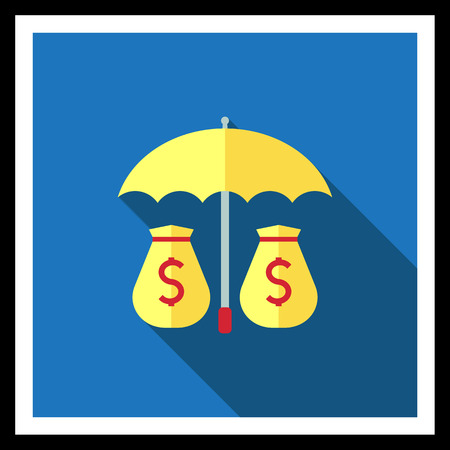 Icon of money sacks under umbrellaのイラスト素材