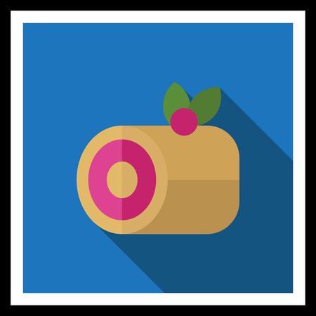 Icon of roll cake with berry on topのイラスト素材