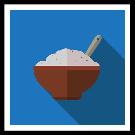 Icon of bowl with porridge and spoonのイラスト素材