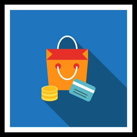 Icon of shopping bag, coin stack and credit cardのイラスト素材