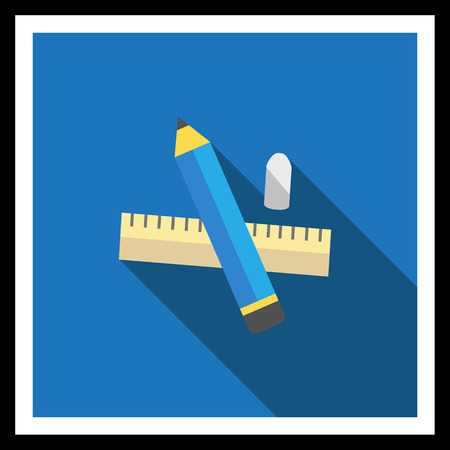 Icon of pencil, eraser, rulerのイラスト素材