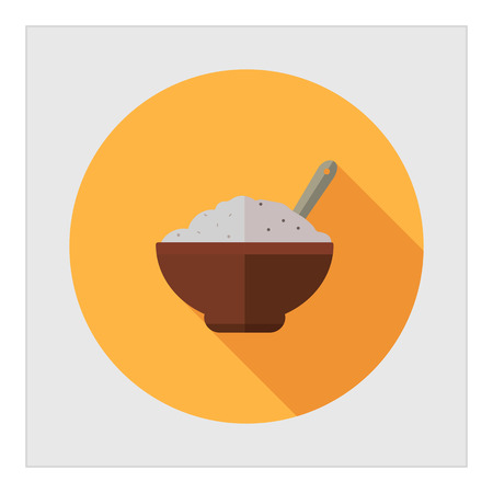 Icon of bowl with porridge and spoonのイラスト素材