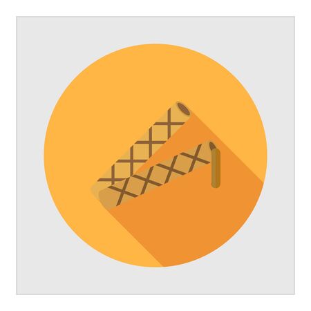 Icon of waffle tubes with flowing out chocolate fillingのイラスト素材