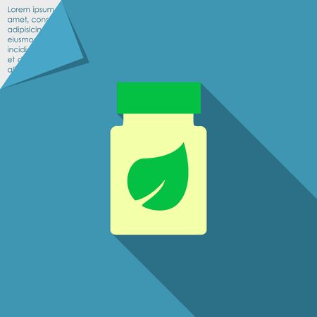 Icon of dietary supplement bottle with leaf pictureのイラスト素材