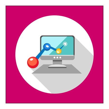 Icon of computer monitor and line graph coming out of screenのイラスト素材