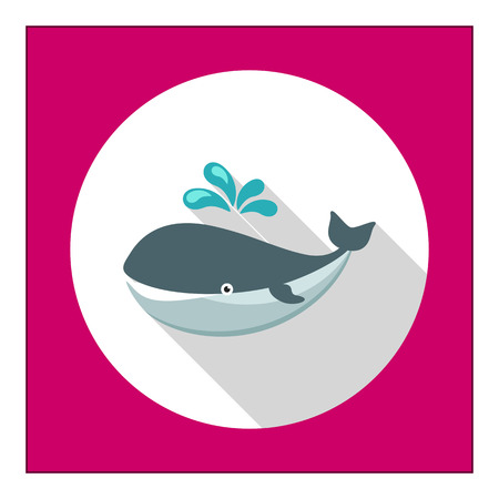 Icon of smiling whale with water fountainのイラスト素材