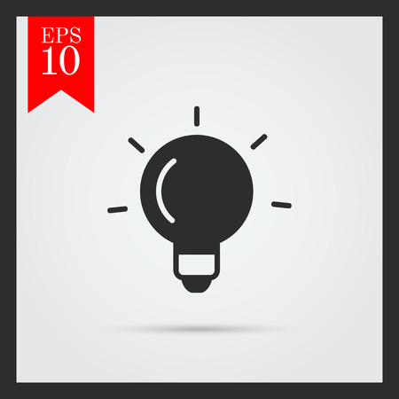 Set of icons with glowing bulb, with text on green ribbonのイラスト素材