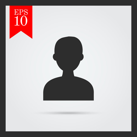 Set of icons with man's head silhouette, with text on green ribbonのイラスト素材