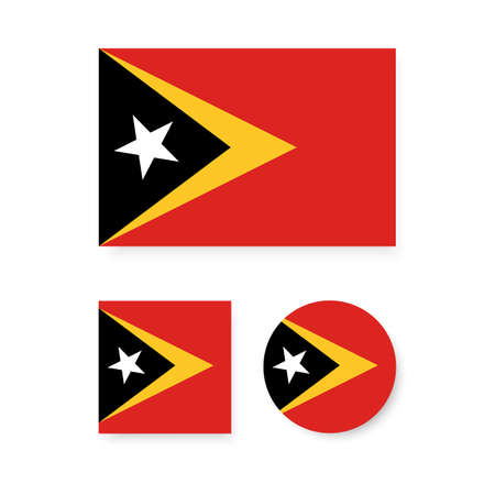 Set of vector icons with East Timor flagのイラスト素材