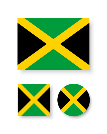 Set of vector icons with Jamaica flagのイラスト素材