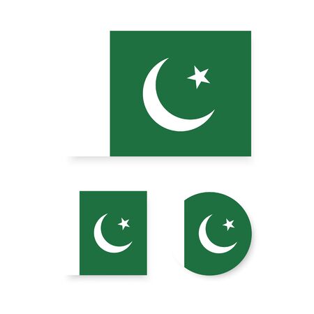 Set of vector icons with Pakistan flagのイラスト素材