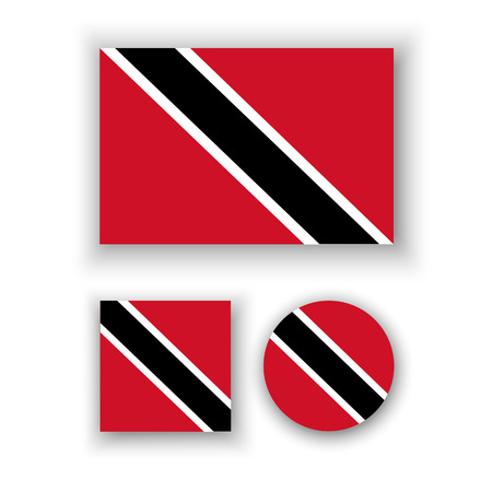 Set of vector icons with Trinidad and Tobago flagのイラスト素材