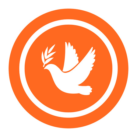 Icon of dove flying with olive twig in its beakのイラスト素材