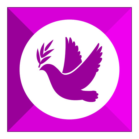 Icon of dove flying with olive twig in its beakのイラスト素材