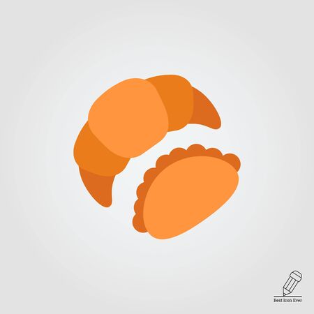 Icon of croissant and bunのイラスト素材