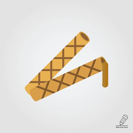Icon of waffle tubes with flowing out chocolate fillingのイラスト素材