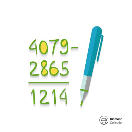 Icon of calculation process with written figures and penのイラスト素材