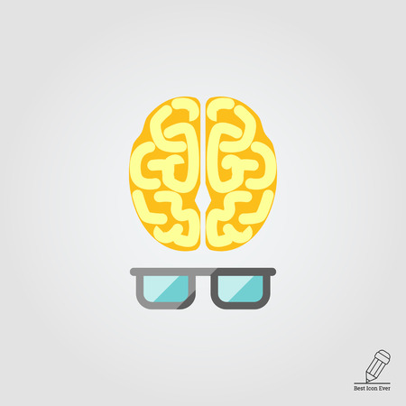 Icon of brain with glassesのイラスト素材