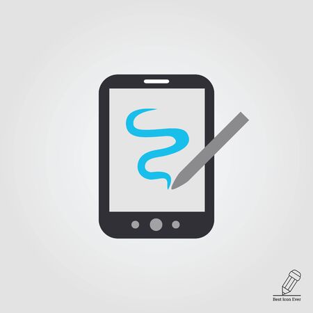Icon of tablet computer with stylusのイラスト素材